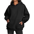 Miniatyrbillede 1 af 3: Løse hættetrøjer til kvinder, langærmet pullover (M Sort)