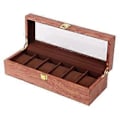 Miniatyrbild 1 av 5: 6 Fack Klockbox Sammet Displayfodral Organizer Topp Glas Smyckeskrin (C)