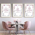 Miniatyrbillede 1 af 3: Wekity Pink Blomst Kalligrafi Væghængt Canvas Print Poster, Enkel Mode Akvarel Kunst Dekoration til Hjemmet Stue Soveværelse Kontor (Sæt af 3 Uindrammet