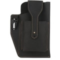 Miniatyrbillede 1 af 5: (sort) Mobiltelefon Fanny Pack med nøglering, Retro ægte læder Fanny Pack til mænd, Multifunktion