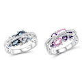 Miniatyrbillede 5 af 5: Dame Mode Dobbelt X Ring med Hul og Diamant Indlæg (7 Blå)