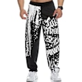 Miniatyrbild 1 av 5: Män Sweatpants Elastisk Midja Tryckt Lös Snabbtorkande Casual Bodybuilding Joggingbyxor för Löpning (3XL Svart)