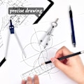 Miniatyrbillede 4 af 5: 9-delt præcisionsgeometri sæt, metalpasser, geometriværktøjssæt