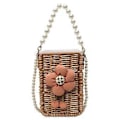 Miniatyrbild 1 av 5: Elegant Halm Handväska Dragsko Axelväska Praktisk och Funktionell Crossbody Väska Bucket Bag för Kvinnor brun( brun)