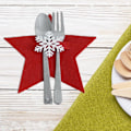 Miniatyrbillede 2 af 5: 4 stk. julefiltbestikholder, femtakket stjerneform, Chri