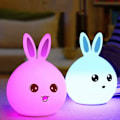 Miniatyrbillede 2 af 3: Kanin LED Natlampe Multifarvet Silikon Berøringslys Sensor USB