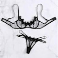 Miniatyrbild 5 av 5: Sexiga underkläder för kvinnor, genomskinlig BH med stringtrosor, underkläder, nattkläder, sovkläder (L)
