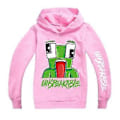 Miniatyrbillede 1 af 2: Unspeakable Print Langærmet Hættetrøje Casual Hættetrøje Pullover Toppe Til Børn Drenge Piger -NMAOV(13-14 År Pink)