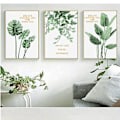 Miniatyrbild 1 av 5: Wekity Botaniska Väggkonsttryck Set om 3 Tropiska Blad Canvas Dekoration Växtblad Boho Väggdekor Bilder Gröna Boho Posters Konstset Badrumsvägg