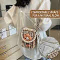 Miniatyrbild 2 av 5: Elegant Halm Handväska Dragsko Axelväska Praktisk och Funktionell Crossbody Väska Bucket Bag för Kvinnor brun( brun)