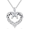 Miniatyrbillede 5 af 5: Heste Sterling Sølv Hjerte Halskæde til Kvinder Hestevedhæng Cubic Zirconia Halskæde med Kæde 18\" til Kvinder Piger