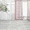 Miniatyrbilde 2 av 3: 1*2M Lyse Blomster Blader Gardiner Vindusgass Dekorasjon Draperinger for Soverom Stue (Rosa)