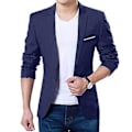 Pikkukuva 1 / 5: Fianao Miesten Slim-Fit Virallinen Liikepuku Takki Yksi Napin Rintapieli Pitkähihainen Taskut Yläosa (XXXXXL Sininen)