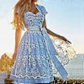 Pikkukuva 3 / 5: Naisten Oktoberfest-asu Saksalainen Dirndl-mekko Baijerilainen Karnevaalijuhla-asu (XL Vaaleanvihreä)