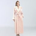 Miniatyrbilde 2 av 4: Dame Morgenkåpe Badekåpe Varm Myk Fleece Lange Kapper Nattskjorte (M Rosa)