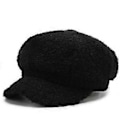 Miniatyrbillede 1 af 5: Kunstner Maler Lammeuld Beret Hat Ensfarvet Hat Udendørs Fritid Ottekantet Hat Gave til Par Kæreste Ven Elsker Sort (Sort)