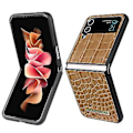 Pikkukuva 1 / 5: Krokotiilikuvioinen kotelo Samsung Galaxy Z Flip 4:lle, PU-nahka + kova PC-kehys iskunkestävä suojus