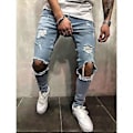 Miniatyrbillede 1 af 4: Herre Jeans Nye Flåede Slim-Fitting Herretøj Bukser Herretøj Skinny(M lyseblå)