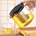 Miniatyrbillede 4 af 5: Glas tekande med varmebestandig rustfrit stål teinfuser til te, klar 1500ml