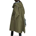 Miniatyrbillede 1 af 5: Dame windbreaker jakke afslappet løs knap lommer hætte vind- og vandtæt til udendørs vandreture (XL Army Green)