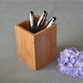 Miniatyrbillede 2 af 4: Bambus træ skrivebord pen blyant holder stativ multifunktionel brug blyant