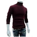 Miniatyrbilde 1 av 3: Strikket genser med høy hals for menn, pullover, topper, bluse (M Vinrød)