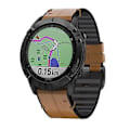 Miniatyrbild 3 av 5: Armband i silikon + läder för Garmin Fenix 6 (Brun)