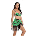 Miniatyrbillede 4 af 5: Dame Bikinis Badedragter og Strand Wrap Sæt Todelt Svømmedragt Badetøj Bikinis Top og Højtaljede Shorts Grøn XL(XL Grøn)