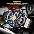 Miniatyrbillede 4 af 5: Herreur Chronograph Sport Quartz Dato Kalender Læderrem Selvlysende (Blå)