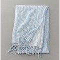 Miniatyrbilde 2 av 5: Bomulls- eller linneskjerf, lett sjal unisex, perfekt gave til alle, lyseblå stripe