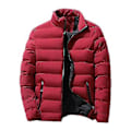 Miniatyrbillede 1 af 5: Mænd Parkas Ensfarvet Polstret Stående Krave Langærmet Løstsiddende Tykkelse Efterår Vinter Lynlås Lommer Jakke Streetwear (4XL Rød)