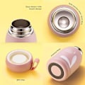 Miniatyrbilde 3 av 5: JUSCH Søt mini termos for barn i rustfritt stål, studentvannflaske, utendørs bærbar kopp 11OZ (grå) (WZ1455)