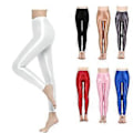 Miniatyrbilde 2 av 5: Dame Skinnende Metalliske Stretch Leggings Skinny Bukser Gym Yoga Dans Løping Sykling Sport (L grå)