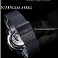 Miniatyrbild 4 av 5: （Silver）Herrklocka casual mekanisk, mode handledsklocka, guld rostfritt stål armband, guld multi-di