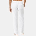 Miniatyrbillede 2 af 4: Mænds Linen Look Løse Bukser Elastisk Talje Casual Strand Yoga Bukser-r (L hvid)