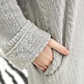 Pikkukuva 4 / 5: Miesten ja naisten pitkä huppuinen kylpytakki flanelli yöasu yömekko takit (XL vaaleanharmaa naiset)