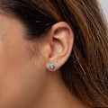 Miniatyrbillede 2 af 5: Opal Stud Øreringe Sterling Sølv Solitaire Stil Smykker til Kvinder