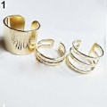 Miniatyrbild 1 av 5: 3 st/set Finger Midi Tip Finger Knuckle Öppna Ringar Smycken Berlocker Julklapp (Gyllene)