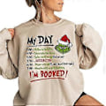 Miniatyrbilde 1 av 2: Julegenser for kvinner Grinch-trykt Pullover Grønn Monster Topper Bluse (S Khaki)