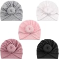 Miniatyrbillede 1 af 5: 5 stk. Baby Turban Nyfødt Huer Sløjfer Søde Elastiske T