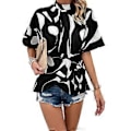 Miniatyrbillede 4 af 5: Dame Bluser Casual Kortærmet Skjorte Løs Plisseret Mock Neck Tunika Top Løs T-shirt Tees Top Gaver M Grøn(M Grøn)