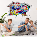 Miniatyrbild 4 av 5: 3D Gamer Väggdekaler, Pojkrum Väggdekal, Gamer Vägg Po