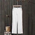 Miniatyrbild 5 av 5: Linne Croppade Lös Passform Bomull Dam Capri Byxor Casual Kvinnor Crop Capris Elastisk Midja Sommar (L Vit)