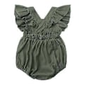 Miniatyrbild 5 av 5: Babykläder Flicka Baby Romper Volang Ärmlös Jumpsuit Heldräkt Enfärgad Bodysuit Sommar Babykläder Flicka Blå 80(80 Blå)
