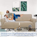Miniatyrbillede 2 af 5: 3-personers khaki super stretch jacquard sofaovertræk, skridsikkert, til