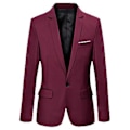 Miniatyrbillede 1 af 5: Fianao Herre Slank Formel Business Suit Jakke En Knaps Rever Langærmet Lommer Top (S Vinrød)