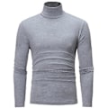 Miniatyrbillede 1 af 5: Fianao T-shirt Solid Farve Langærmet Bomuld Mænd Høj Hals Slim Basic Top til Forår (M Lysegrå)