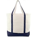 Miniatyrbillede 4 af 5: 55,88 cm robust bomuldsstof-totebag (med lynlås), marineblå, sort