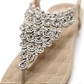 Miniatyrbillede 4 af 5: Sommersandaler Rhinestone Boho Store Størrelse Dame Flade (EU 36 Abrikos)