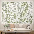 Miniatyrbilde 1 av 5: Botanisk Polyester Tekstilvev - Blomster med Grønn og Hvit Vår
